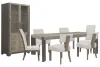 Pulaski Furniture P402240-KIT71 Pulaski Furniture P402240-KIT71 Anderson Park - Leg Dining Table With 4 Klismos Dining Chairs, 2 Upholstered Side Chairs And China Cabinet - Moose Trail / Frontier Brown