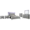 New Classic 02-9698S-16N New Classic 02-9698S-16N Valentino - 6/6 Eastern King 6 Piece Bedroom Set (Bed & Dresser & Mirror & Chest & 2 Nightstands) - Silver