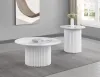 Coaster Fine Furniture 708337 Rowena - Round Sintered Stone End Table - White Faux Marble