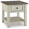 Ashley Furniture T637-3 Bolanburg - Rectangular End Table - White / Brown / Beige