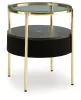 Ashley Furniture A4000669 Nedman - Accent Table With Speaker - Black / Gold Finish