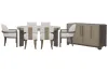 Pulaski Furniture P402230-KIT46 Pulaski Furniture P402230-KIT46 Anderson Park - Round Dining Table With 4 Klismos Dining Chairs, 2 Host Chairs And Sideboard - Moose Trail / Frontier Brown