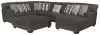Jackson Furniture Industries 5473/62/30/76/28-58 Crawford - 3 Piece Sectional With RSF Chaise, 10 Included Accent Pillows And Cocktail Ottoman - Dark Gray