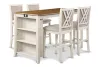 New Classic D3651-60CS-BSQ New Classic D3651-60CS-BSQ Amy - 5 Piece Counter Dining Set (Table With Storage & 4 Chairs) - 2 Tone Bisque