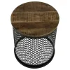 CoasterEssence 935990 Aurora - Round Drum Base Accent Side Table - Natural And Black