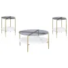 Coaster Fine Furniture 710338-S3 Jonelle - 3 Piece Round Coffee And End Table Set - Gold / Smoke