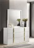 Coaster Fine Furniture 223093M Ines - 6-Drawer Bedroom Dresser With Mirror - White High Gloss