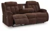 Ashley Furniture PC2140699 Free Wake - Reclining Power Sofa With Drop Down Table - Chocolate
