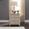 Liberty Furniture 652-BR61 Farmhouse Reimagined - 3 Drawer Nightstand With Charging Station - Antique White / Chestnut Tops