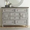 Liberty Furniture 824-BR32 Heartland - 2 Door 6 Drawer Chesser - Antique White / Tobacco Tops