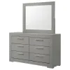 Coaster Fine Furniture 224973M Ives - 6-Drawer Dresser And Mirror - Gray High Gloss
