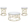 Coaster Fine Furniture 710368-S3 Elise - 3 Piece Round Mirror Top Coffee And End Table Set - Gold