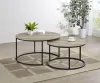 Coaster Fine Furniture 736040 Lainey - 2 Piece Round Nesting Coffee Table - Distressed Pine