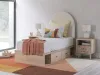 Ashley Furniture PCB1566B6 Ashley Furniture PCB1566B6 Arloster - Twin Upholstered Panel Bed With 2 Under Bed Storage Units - Tan / White