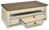 Ashley Furniture T523-9 Realyn - Lift Top Cocktail Table - White / Brown
