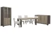 Pulaski Furniture P402240-KIT60 Pulaski Furniture P402240-KIT60 Anderson Park - Leg Dining Table With 2 Klismos Dining Chairs, 2 Upholstered Side Chairs, Sideboard And China Cabinet - Moose Trail / Frontier Brown