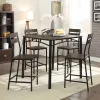 Furniture of America CM3920PT-5PK Westport - 5 Piece Counter Height Table Set - Antique Brown / Black