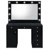 Coaster Fine Furniture 931144 Acena - 7-Drawer Vanity Set With Lighting - Black High Gloss
