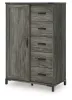Ashley Furniture B4480/21/26/48/53/52/83 Ashley Furniture B4480/21/26/48/53/52/83 Frandern - 6 Pc. - Dresser, Mirror, Dressing Chest, Twin Panel Bed - Black / Gray