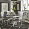 Liberty Furniture 417-DR-5PDS Allyson Park - 5 Piece Pedestal Table Set - Wirebrushed White / Charcoal