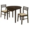 CoasterEveryday 130005 Bucknell - 3 Piece Round Drop Leaf Dining Table Set - Cappuccino