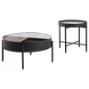 Coaster Fine Furniture 707898-S2 Ozella - 2 Piece Round Coffee And End Table Set - Sandy Black