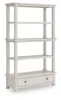 Ashley Furniture H742/34/34R/01A/70 Ashley Furniture H742/34/34R/01A/70 Robbinsdale - 4 Pc. - L-Shaped Home Office Desk, Home Office Desk Chair, Bookcase - Antique White