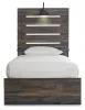 Ashley Furniture B211B8 Ashley Furniture B211B8 Drystan - Twin Panel Bed With 2 Side Drawers - Brown / Beige