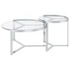 Coaster Fine Furniture 708400 Delia - 2 Piece Round Glass Top Nesting Coffee Table - Chrome