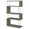 CoasterEssence 802340 Emelle - 4-Shelf Glass Panel Bookshelf - Gray Driftwood