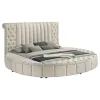 Coaster Fine Furniture 360111KE Sonya - Upholstered Eastern King Round Storage Bed - Ivory