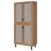 Coaster Fine Furniture 950440 Teller - 4-Door Tall Shoe Storage Cabinet - Natural Oak