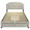 Coaster Fine Furniture 316011Q Marianna - 4-Drawer Upholstered Queen Storage Bed - Cream