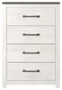 Ashley Furniture B1190/31/36/44/72/97/92(2) Ashley Furniture B1190/31/36/44/72/97/92(2) Gerridan - 7 Pc. - Dresser, Mirror, Chest, King Panel Bed, 2 Nightstands - White / Gray