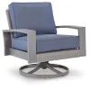 Ashley Furniture PCP418-821 Half Moon Beach - Swivel Lounge With Cushion - Blue / Gray