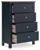 Ashley Furniture B414/21/26/45/53/52/86/92(2) Ashley Furniture B414/21/26/45/53/52/86/92(2) Landocken - 8 Pc. - Dresser, Mirror, Chest, Twin Panel Bed, 2 Nightstands - Brown / Blue