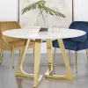 Coaster Fine Furniture 107171 Gwynn - Round Marble Stainless Steel Dining Table - Gold