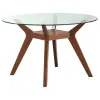 Coaster Fine Furniture 122180BG Paxton - Round Glass Top Wood Dining Table - Nutmeg