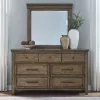 Liberty Furniture 930-BR-DM Carolina Park - Dresser & Mirror - Amber Brown