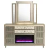 Coaster Fine Furniture 222663FBM Lorient - 8-Drawer LED Flame Box Dresser And Mirror - Ivory Camel