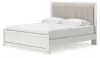 Ashley Furniture PCB3381B8 Ashley Furniture PCB3381B8 Zuraleus - King Upholstered Panel Platform Bed With Roll Slats - White