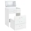 Coaster Fine Furniture 930208 Danbury - 3-Drawer Makeup Vanity & Stool Set - White High Gloss