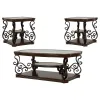 Coaster Fine Furniture 702448-S3 Laney - 3 Piece Glass Top Coffee And End Table Set - Dark Merlot