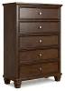 Ashley Furniture B685/31/36/46/57/54/97 Ashley Furniture B685/31/36/46/57/54/97 Danabrin - 6 Pc. - Dresser, Mirror, Chest, Queen Panel Bed - Brown