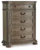 Ashley Furniture B944/31/36/46/58/56/94 Ashley Furniture B944/31/36/46/58/56/94 Ardenfield - 6 Pc. - Dresser, Mirror, Chest, California King Upholstered Sleigh Bed - Light Brown