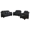 CoasterEveryday 506551-S3 Finley - 3 Piece Upholstered Padded Arm Tufted Sofa Set - Black