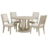 Coaster Fine Furniture 123120-S5 Trofello - 5 Piece Round Dining Table Set - White Washed