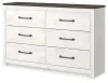 Ashley Furniture B1190/31/36/44/57/54/98 Gerridan - 6 Pc. - Dresser, Mirror, Chest, Queen Panel Bed with Sconces - White