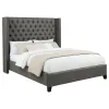 CoasterEssence 301405KE Bancroft - Upholstered Eastern King Wingback Bed - Gray