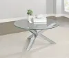 Coaster Fine Furniture 708128 Kenzie - Round Tempered Glass Top Cocktail Coffee Table - Chrome